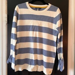 Joules Blue and White Striped Crew Neck Sweater